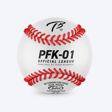 Tater PFK-01 Official High School Baseball with full-grain leather cover, raised seams, and cushioned cork core – NFHS game ball for serious competition