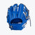 Professional blue premium infield training glove, 9.5-inch, with grey lacing and 'Play to Keeps' inscription, designed for high-level performance by Tater Baseball.
